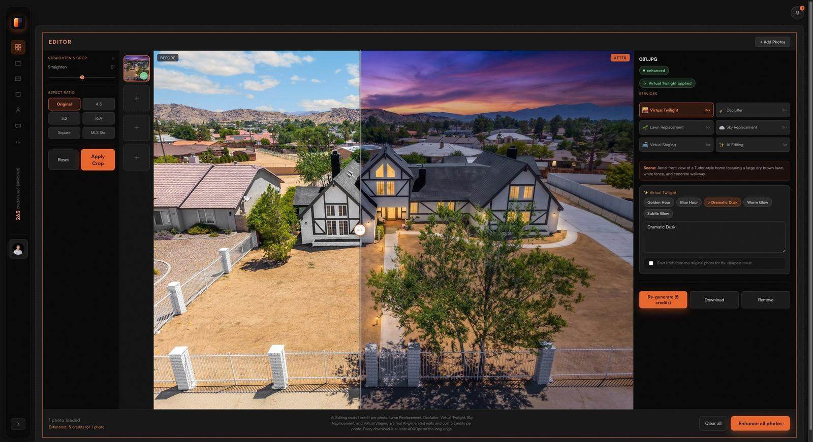 Rawport AI Studio — Enhance step